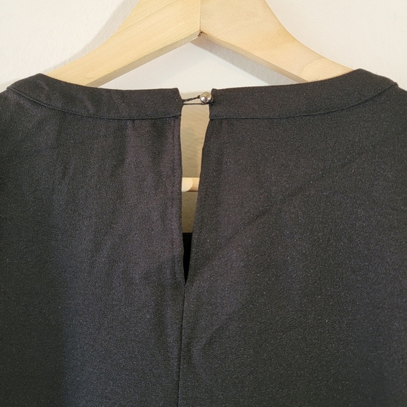 eShakti Asymmetric Ties Crepe Shift Dress Sz L-14 Black Minimalist Cocktail - Picture 8 of 12